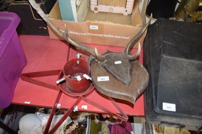 Lot 893 - MOUNTED SET OF DEER'S ANTLERS TOGETHER WITH A...