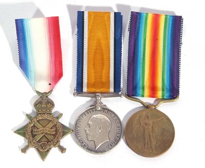 Lot 142 - WWI trio British 1914-15 star, war medal and...