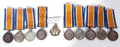 Lot 148 - Quantity of 9 WWI British war medals : to...