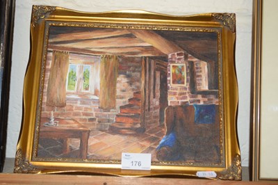 Lot 176 - JUDY LONDON COUNTRY COTTAGE, ACRYLIC ON BOARD...