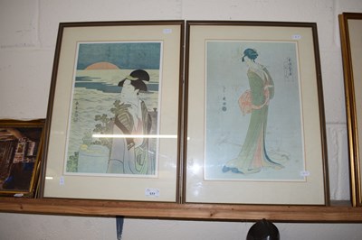 Lot 177 - EISHOSAI CHOKI - TWO COLOURED PRINTS, FRAMED...