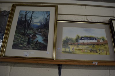 Lot 185 - MIXED LOT: WATERCOLOUR STUDY OF A PARK VIEW...