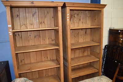 Lot 195 - PAIR OF UPCYCLED PINE OPEN FRONT BOOK CASES