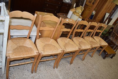 Lot 227 - SET OF SIX RUSH SEATED KITCHEN CHAIRS