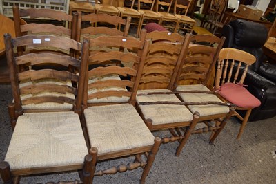 Lot 243 - SET OF SIX LADDER BACK KITCHEN CHAIRS