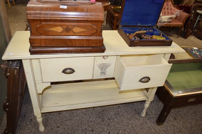 Lot 257 - CREAM PAINTED TWO DRAWER HALL TABLE WITH...
