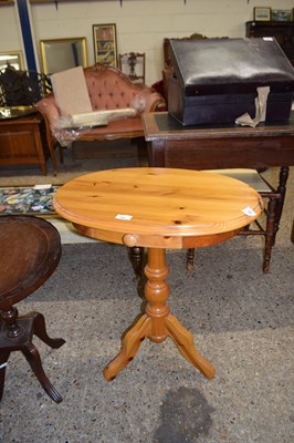Lot 262 - MODERN PINE OVAL TOPPED WINE TABLE 60 CM WIDE