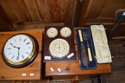 Lot 276 - MIXED LOT:  WALL CLOCK, BAROMETER AND CASED...