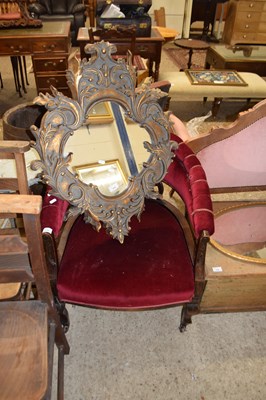 Lot 314 - VICTORIAN VELOUR UPHOLSTERED BOW BACK CHAIR