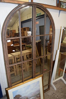 Lot 333 - UNUSUAL IRON FRAMED ARCHED WINDOW FORMED...