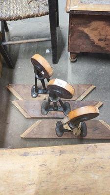 Lot 834 - THREE VINTAGE IRON AND WOOD WHEELS