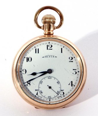 Lot 185 - Review gold plated pocket watch. The watch has...