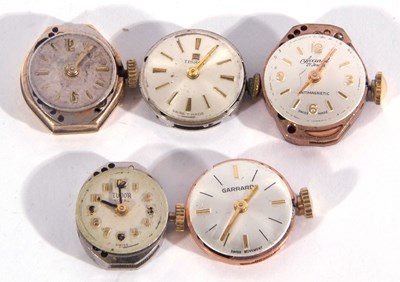 Lot 225 - Mixed lot of five ladies wristwatch movements,...