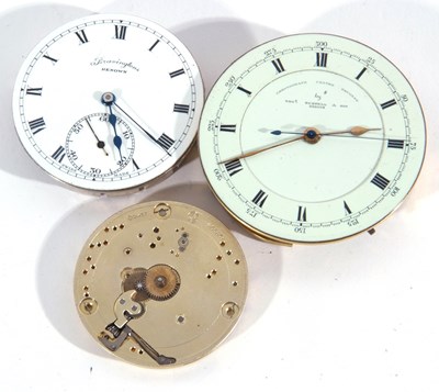 Lot 226 - Lot of three pocket watch movements and dials,...