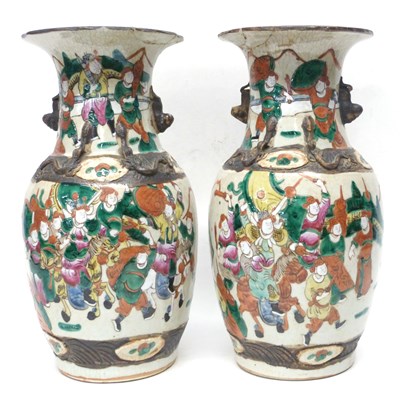 Lot 18 - Pair of Chinese crackle ware vases with...