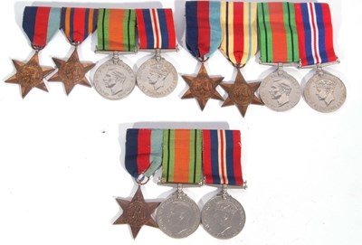 Lot 99 - 3 x WWII medal groups to include: 1939-45 star,...