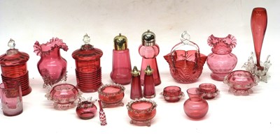 Lot 29 - Quantity of cranberry glass wares including...