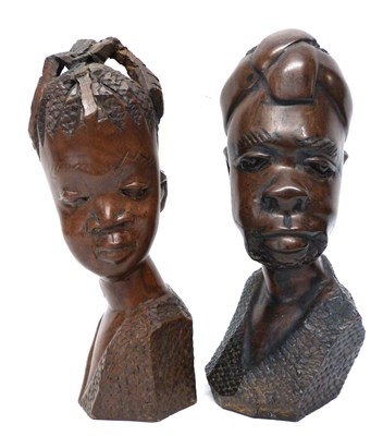 Lot 71 - Pair of carved wooden African heads