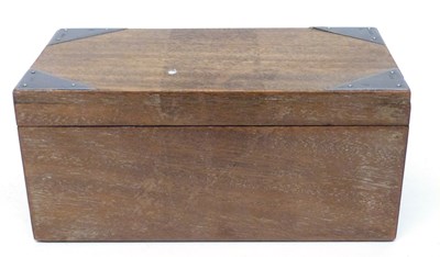 Lot 74 - Small wooden box with silver corners, assay...