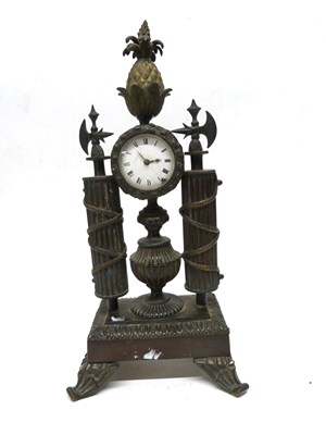 Lot 89 - Small bronzed Empire style clock with...