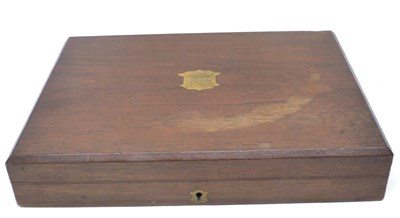 Lot 92 - Wooden box containing a quantity of plated...