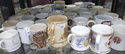 Lot 105 - Quantity of commemorative mugs, royalty and...