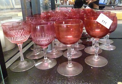 Lot 111 - Quantity of cranberry glassware