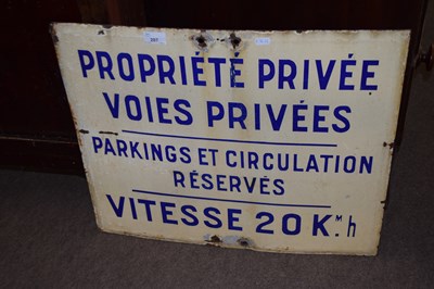 Lot 207 - French enamel parking restrictions sign 60 x...