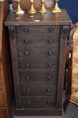 Lot 225 - 19th Century stained pine Wellington chest...