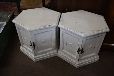 Lot 232 - Pair of 20th Century cream painted hexagonal...