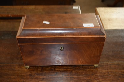 Lot 240 - Georgian mahogany tea caddy of hinged...