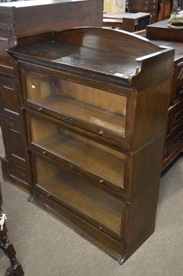 Lot 247 - Lebus oak three tier book case cabinet, 58 cm...