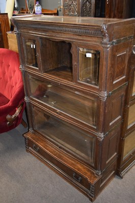 Lot 248 - Globe Wernicke oak stacking book case on...