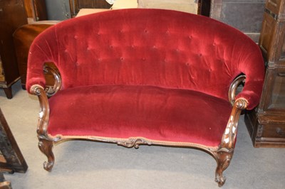 Lot 249 - Victorian mahogany framed bow back sofa with...