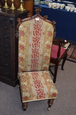 Lot 250 - Victorian high back chair with carved frame...