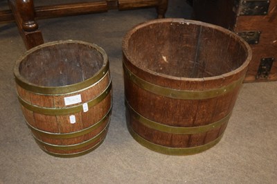 Lot 264 - Two oak and brass bound barrel formed...