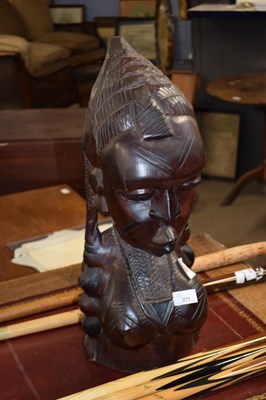 Lot 271 - Large West African hardwood female bust, 53 cm...