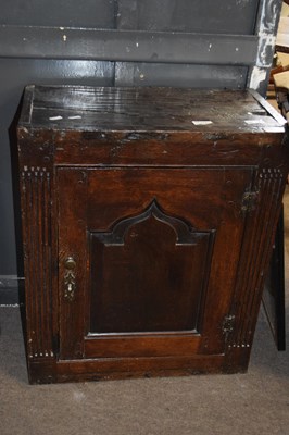 Lot 274 - 17th Century oak cupboard with single panelled...