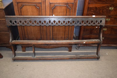 Lot 286 - Georgian oak two shelf wall hanging plate rack,...