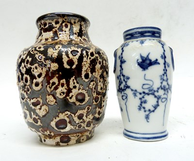 Lot 73 - Small blue and white porcelain vase together...