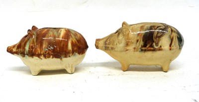 Lot 161 - Two small pig money boxes both with Whieldon...