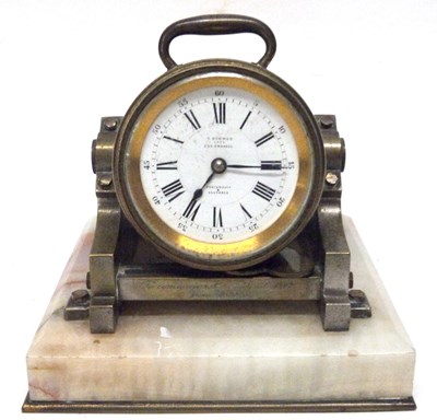 Lot 176 - Brass clock possibly ships clock made by G...