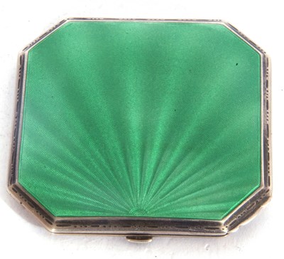 Lot 106 - A Art Deco ladies silver and enamel compact of...