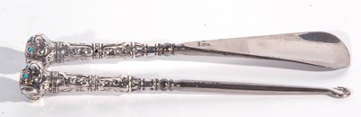 Lot 114 - Edwardian silver dog handled shoehorn and...