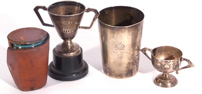 Lot 143 - Mixed lot to include a George V silver beaker...