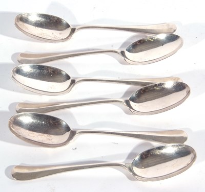 Lot 148 - Set of six Hanoverian rat tail dessert spoons,...