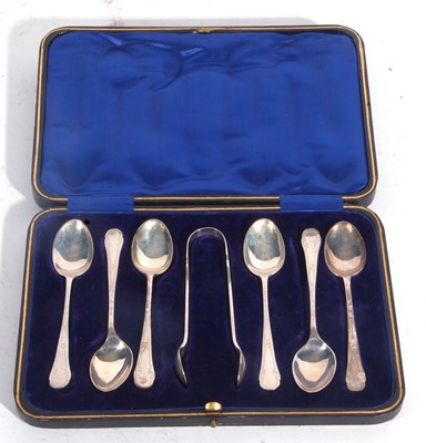 Lot 161 - Cased set of six silver teaspoons and matching...