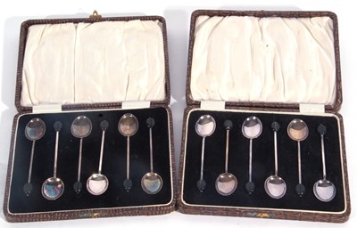 Lot 166 - Two cased sets of matching bean and coffee...