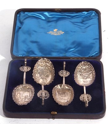 Lot 170 - A cased set of four continental silver...