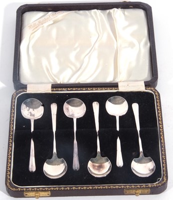 Lot 171 - Cased set of George VI silver teaspoons having...